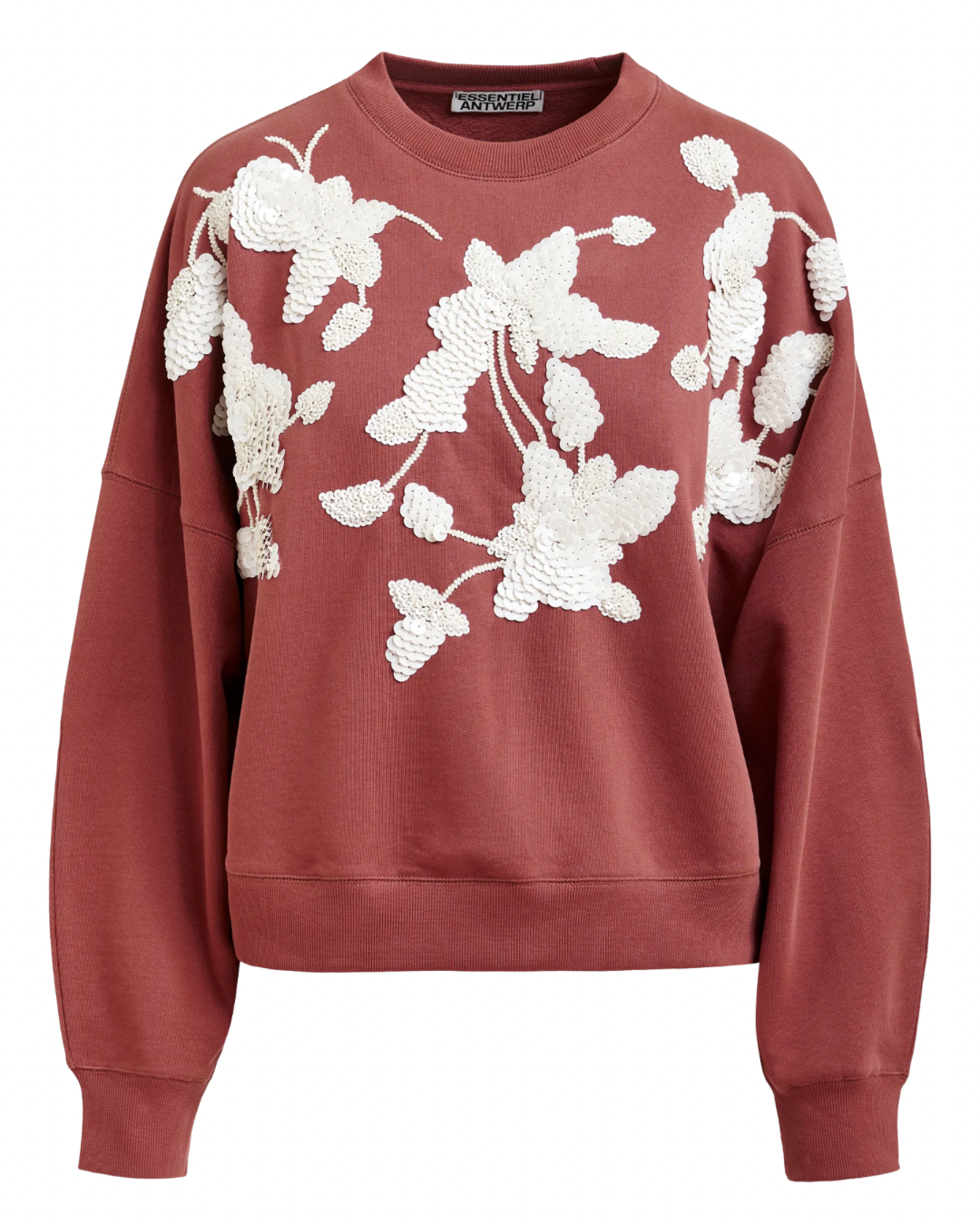 Jaga Embroidered Sweatshirt in Etruscan Red by Essentiel Antwerp