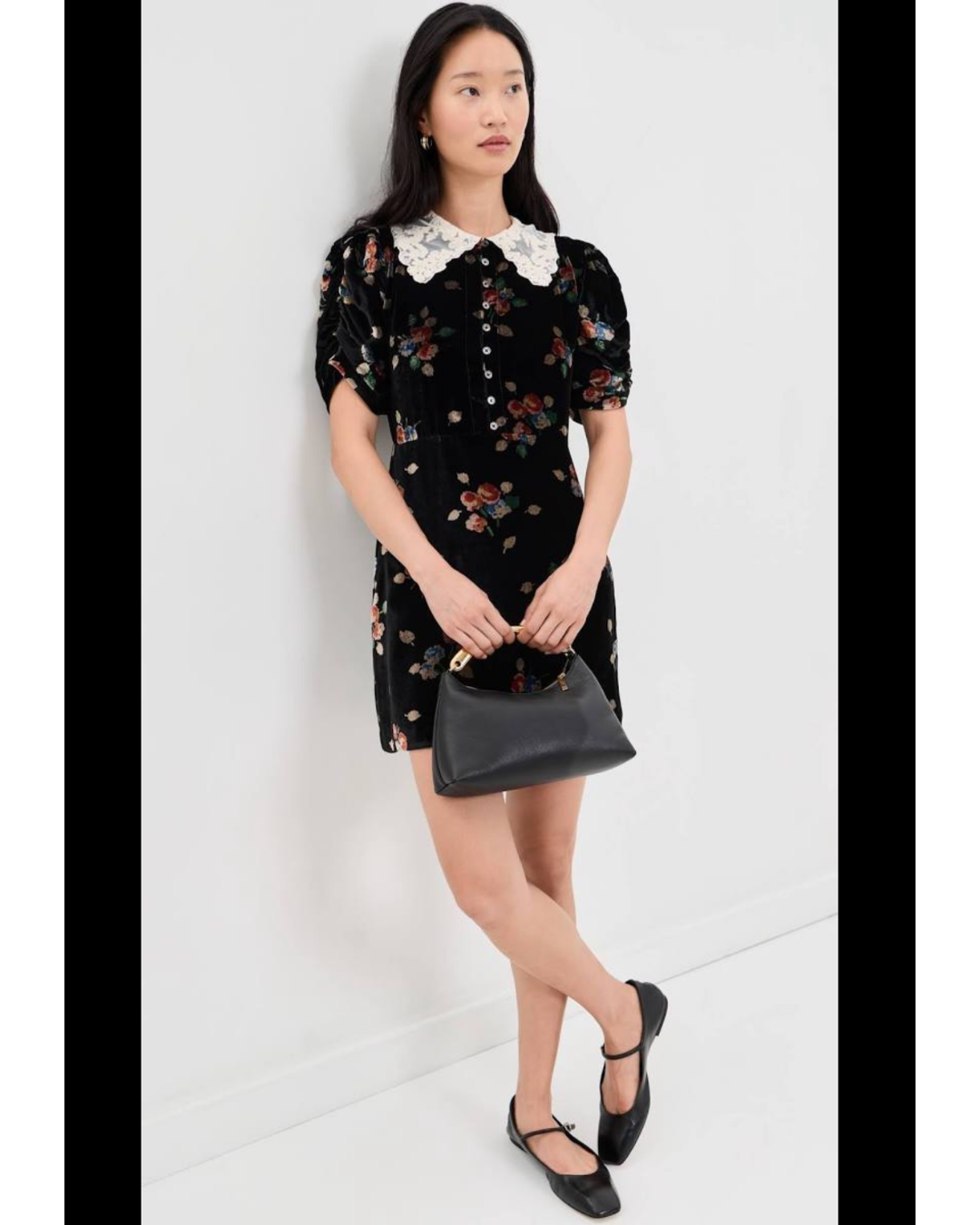 Leda Velvet Mini Dress in Black by Sea NY