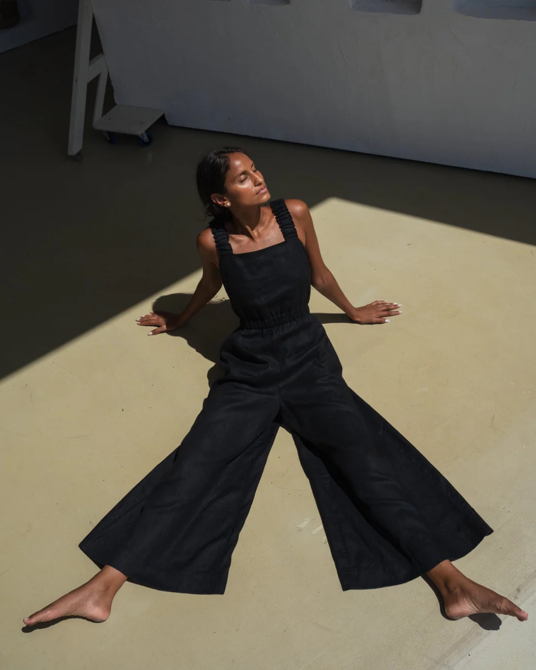 Keely Linen Jumpsuit in Black by Lilly Pilly