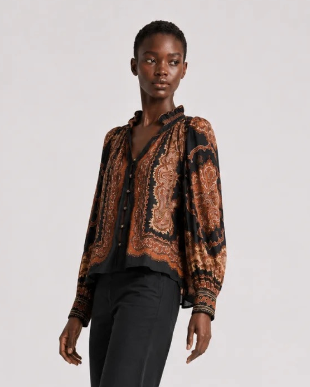 Isolde Top in Onyx Black with Rust by Scarlett Poppies