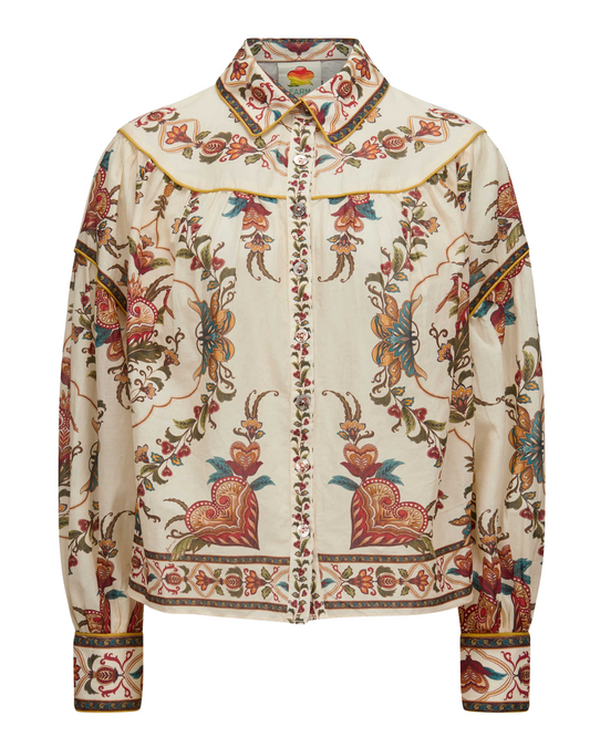 Majestic Hearts Cream Blouse by Farm Rio