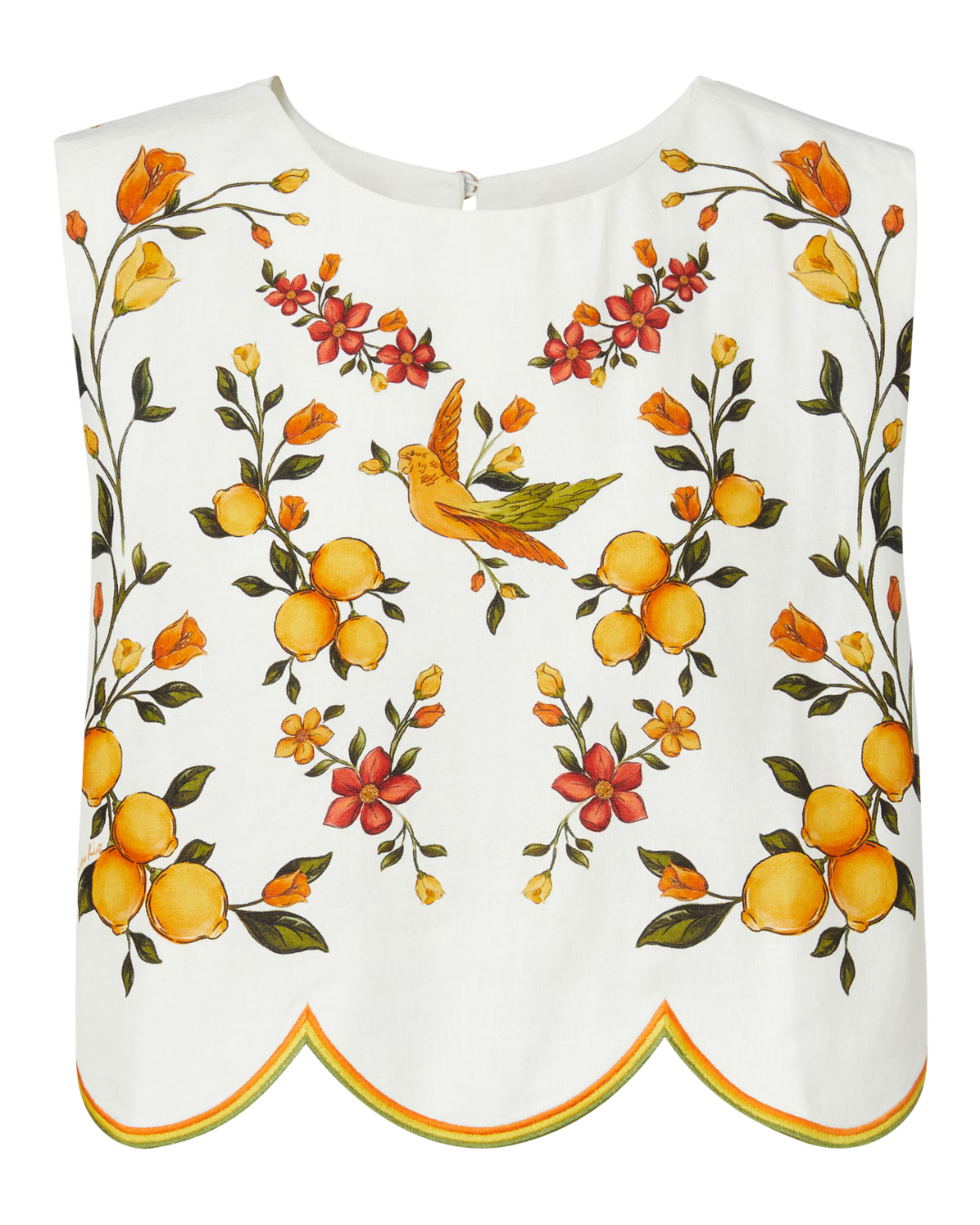 Lemon Bouquet Linen Blend Blouse by Farm Rio