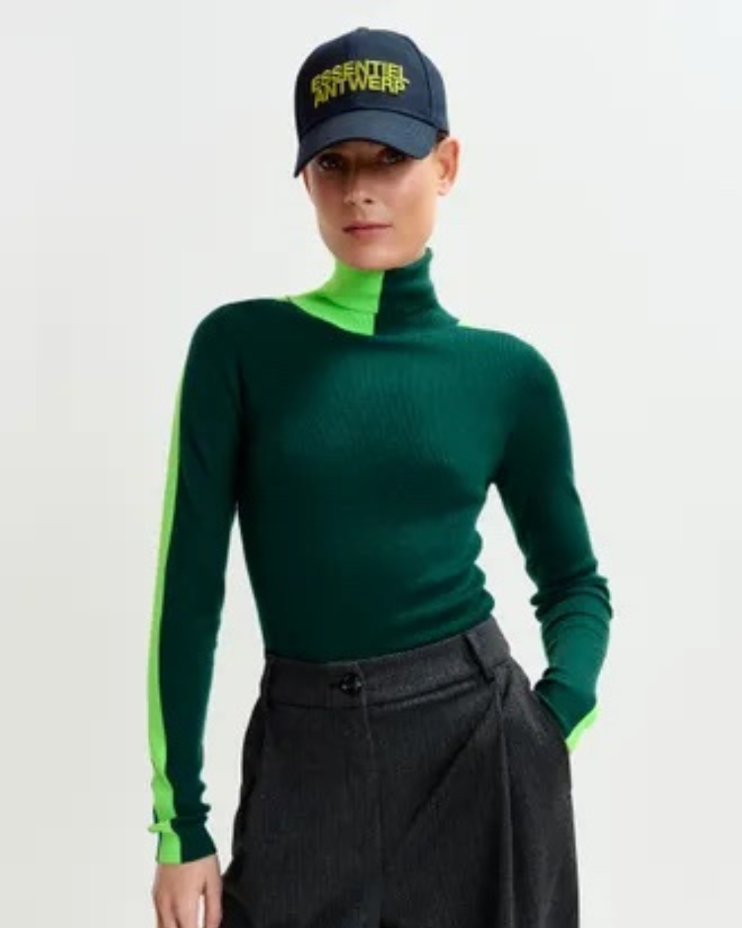 Iffort Two Tone Wool Blend Turtleneck Sweater in Paula’s by Essentiel Antwerp