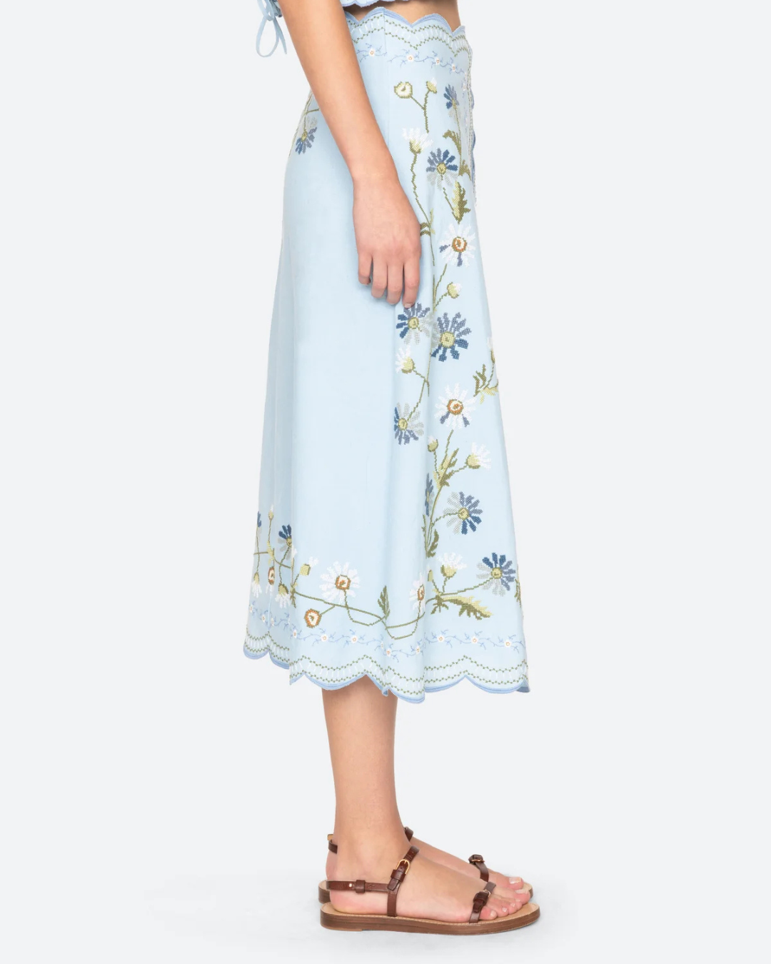 Audra Embroidery Skirt in Blue in Sea NY