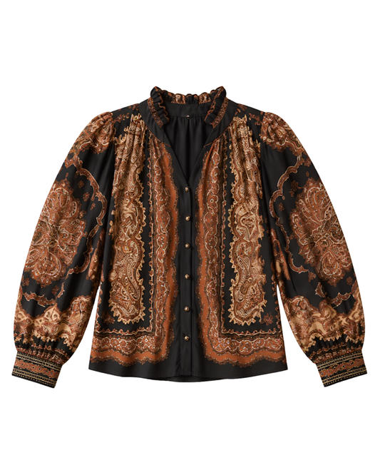 Isolde Top in Onyx Black with Rust by Scarlett Poppies