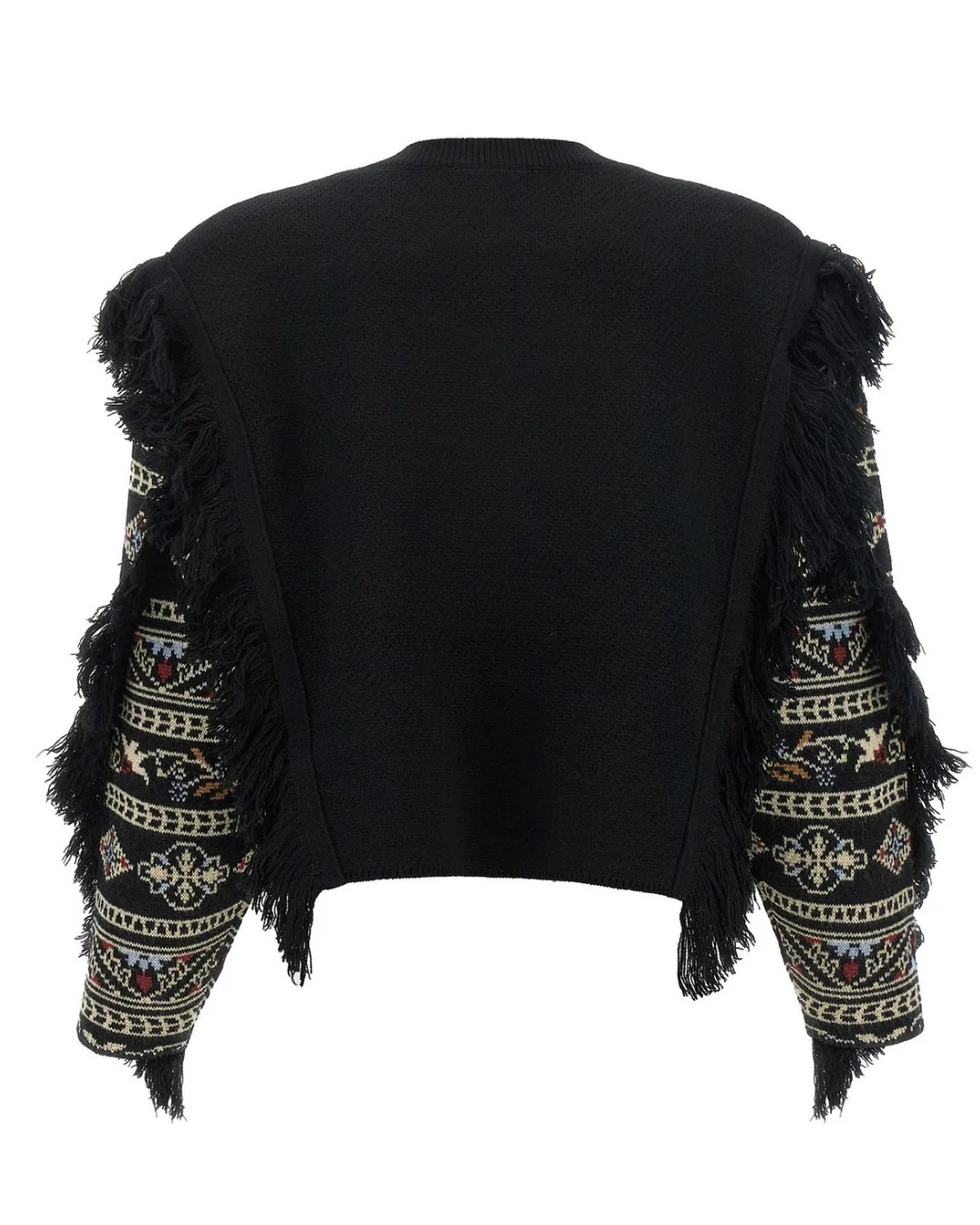 Love Paisley Cornelli Knit Fringe Sweater in Black by Farm Rio