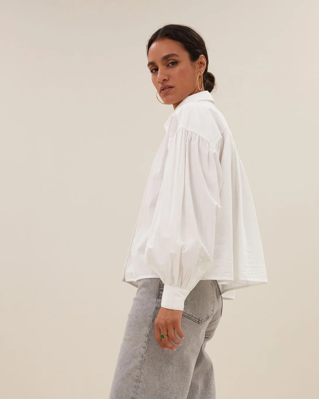 Sarah Short Blouse in White by by-bar