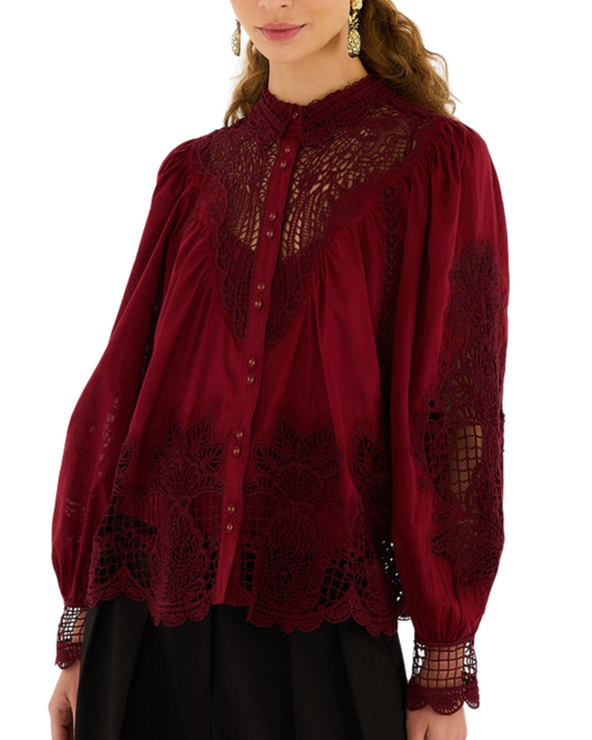 Berry Garden Guipure Organic Cotton Blouse by FARM Rio
