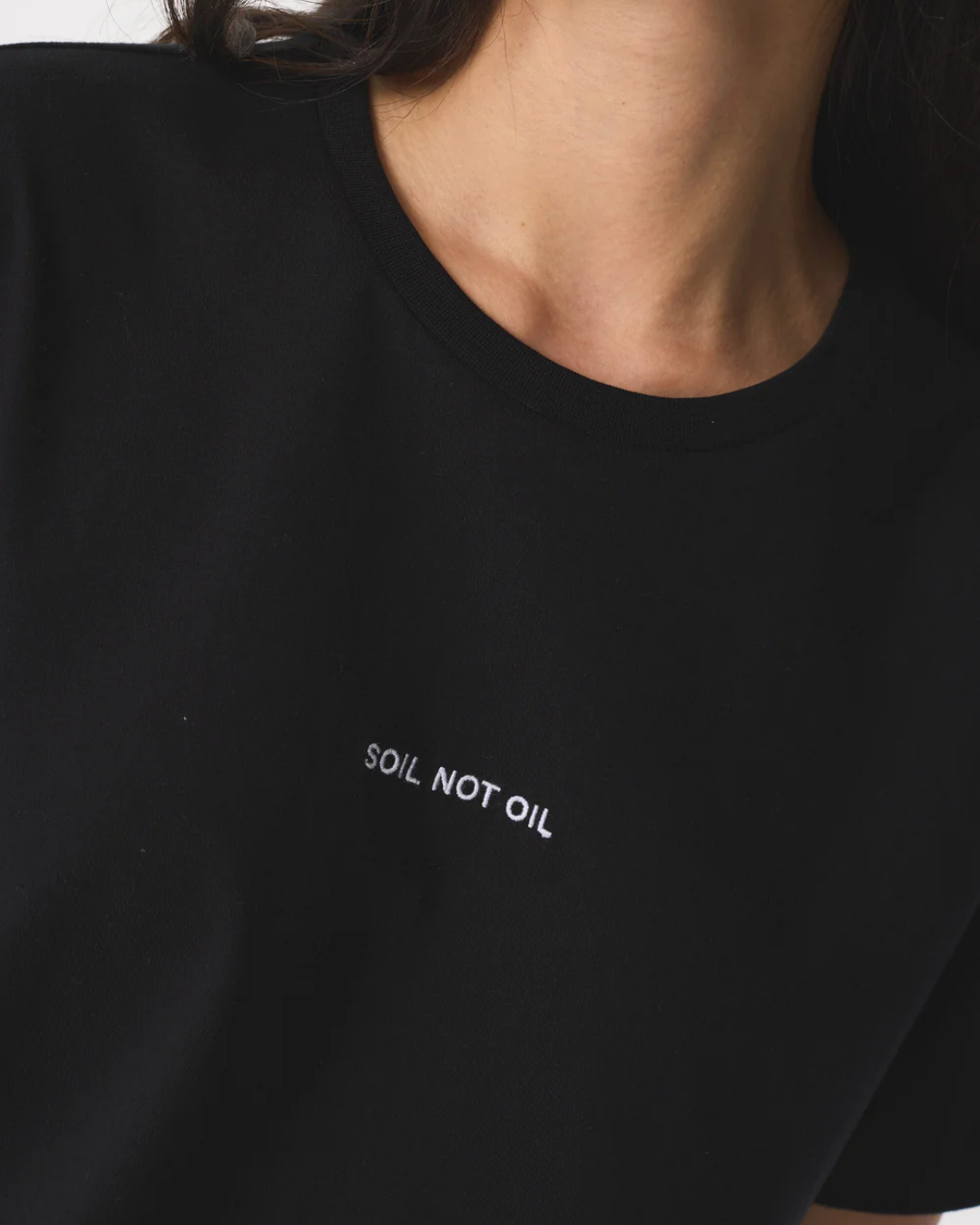 Adria 'Soil Not Oil' T-Shirt in Black by AKYN