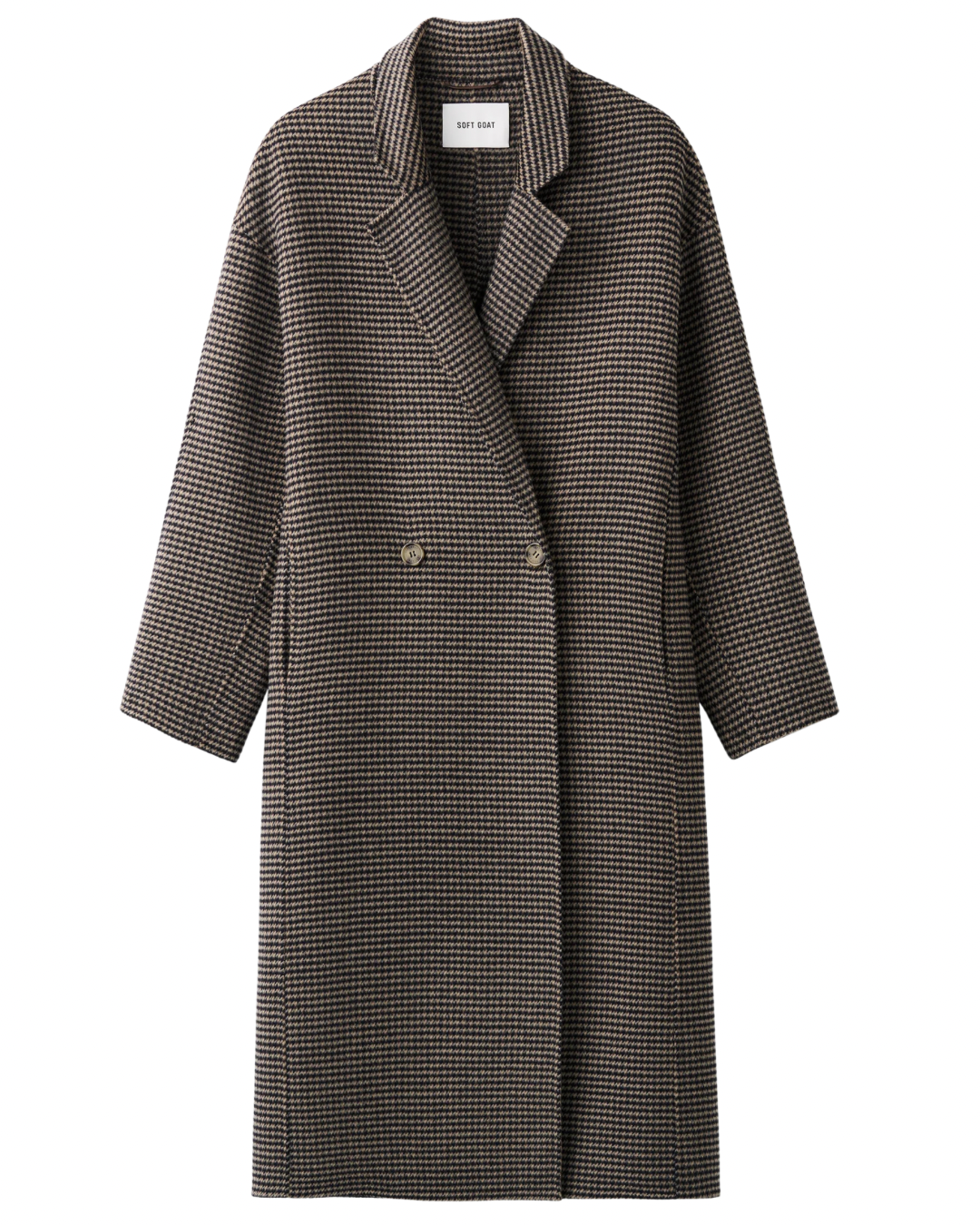 Oversized Houndstooth Coat in Black & Beige by Soft Goat