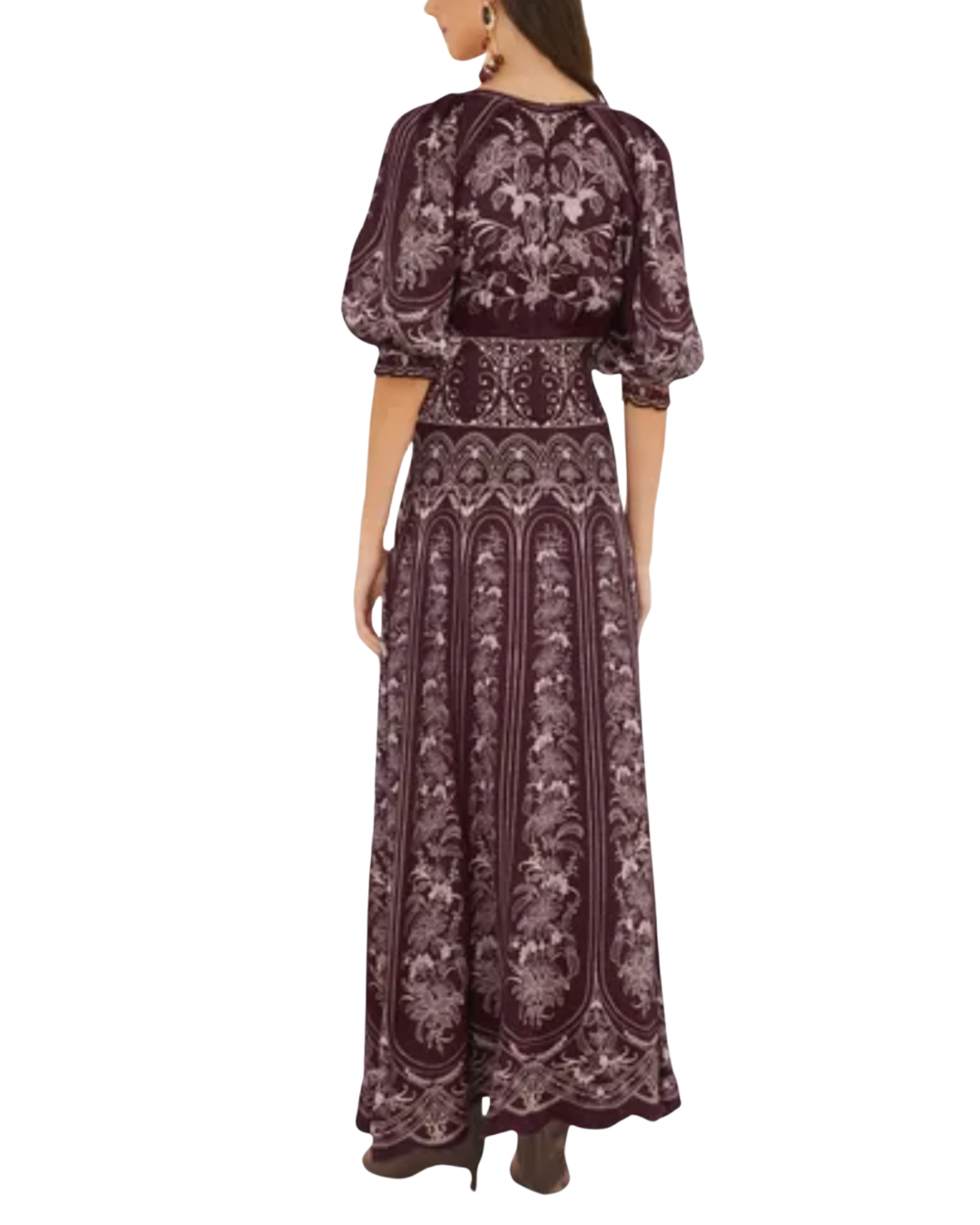 Liz Balloon Sleeve Maxi Dress in Burgundy by Farm Rio