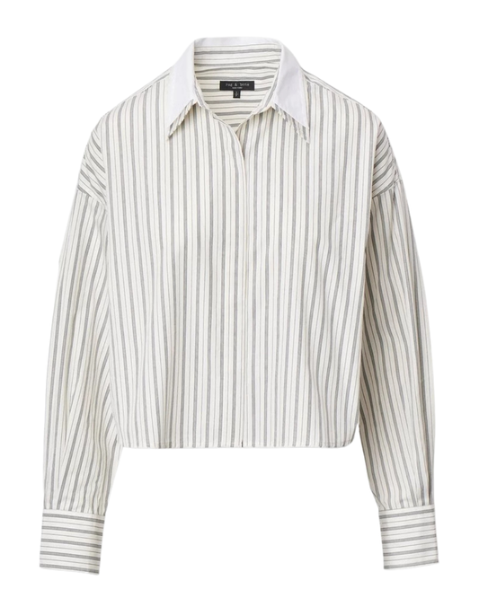 Marin Stripe Layered Shirt in Cream Stripe by Rag & Bone