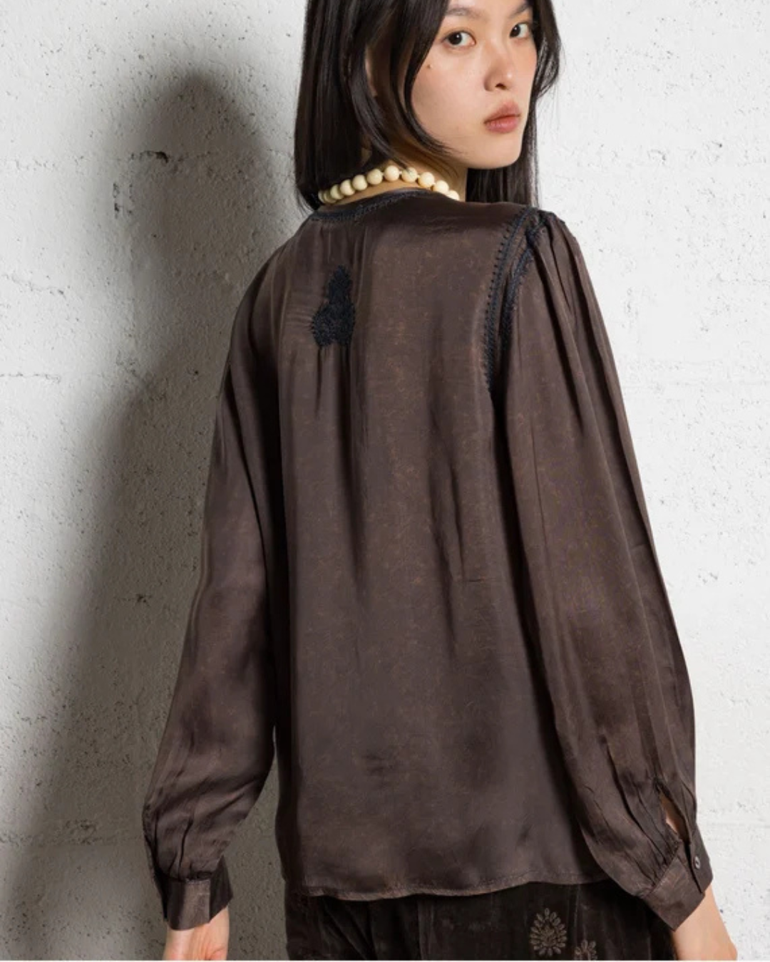 Clotilde Blouse in Mystic Green by Maison Hotel