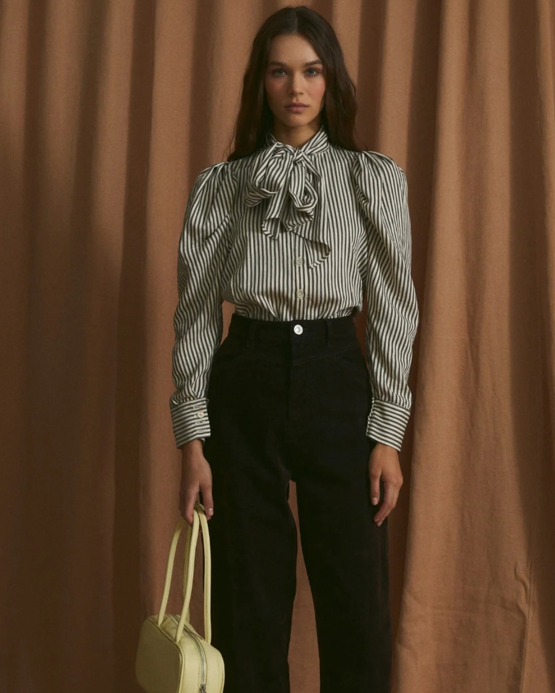Pajarita Miniraya Blouse in Brown Stripe by SOPHIE + LUCIE