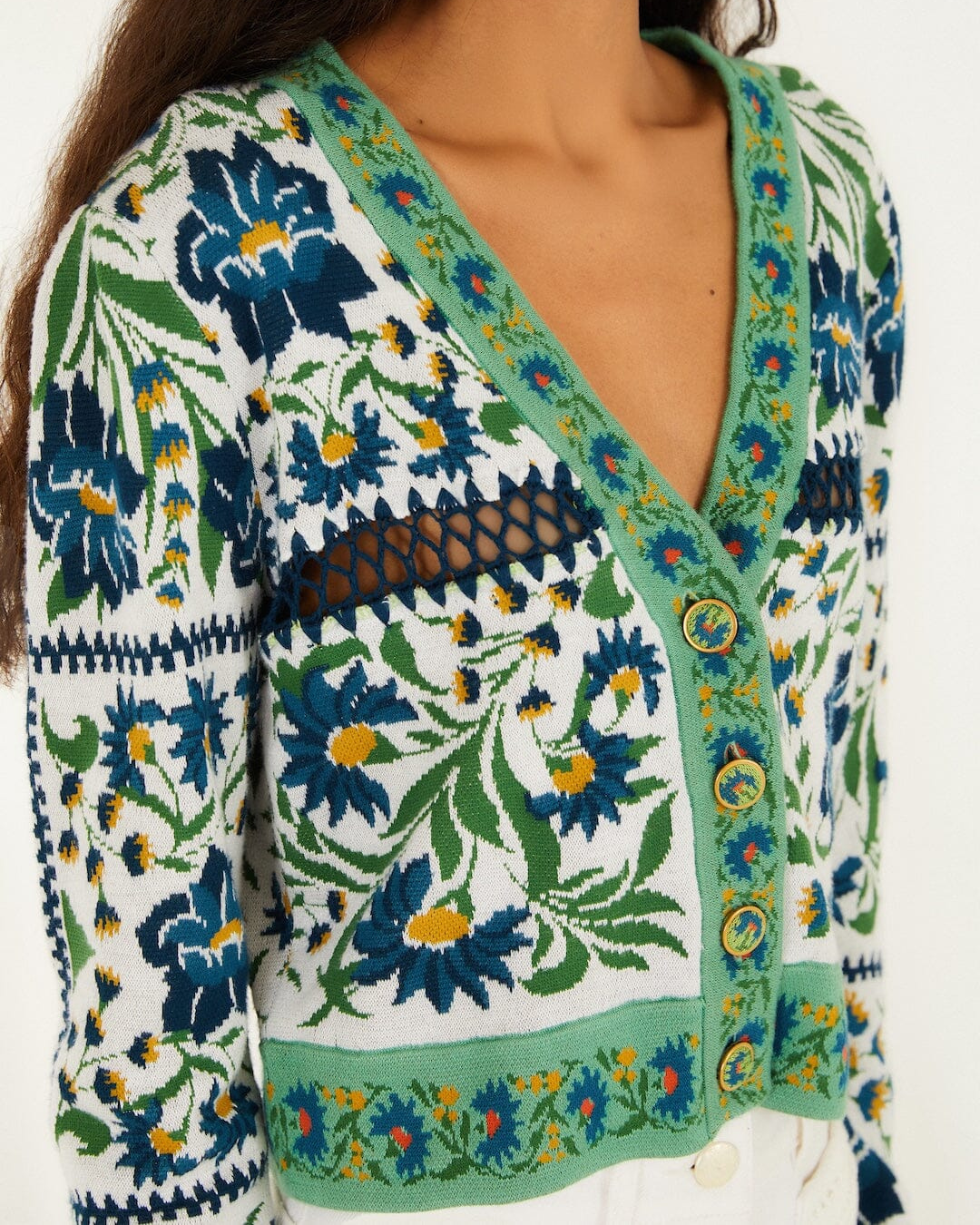 Manoela Knit Cardigan in Off White by FARM Rio