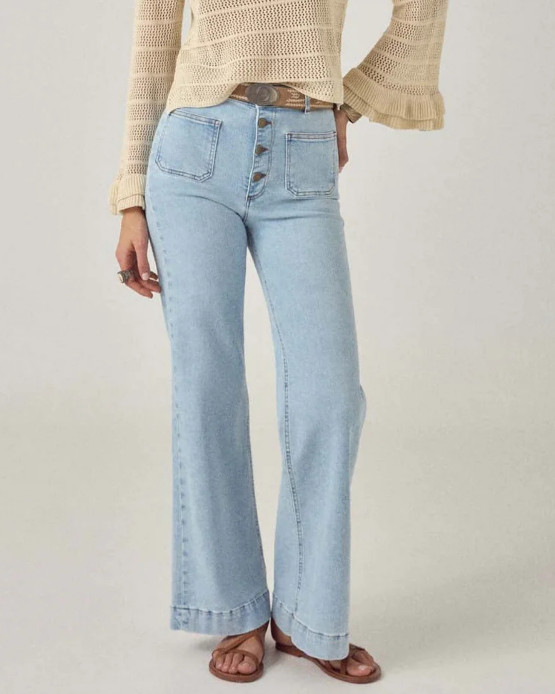 Charlie Pant in Bleach Blue by Maison Hotel