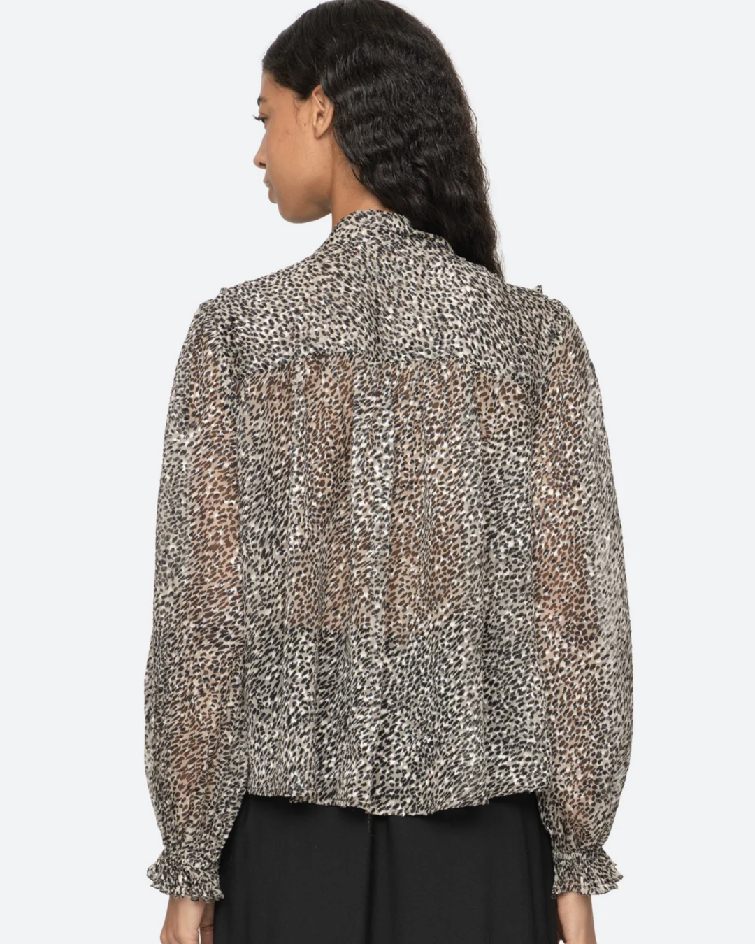 Charlize Print Long Sleeve Bow Top by Sea NY