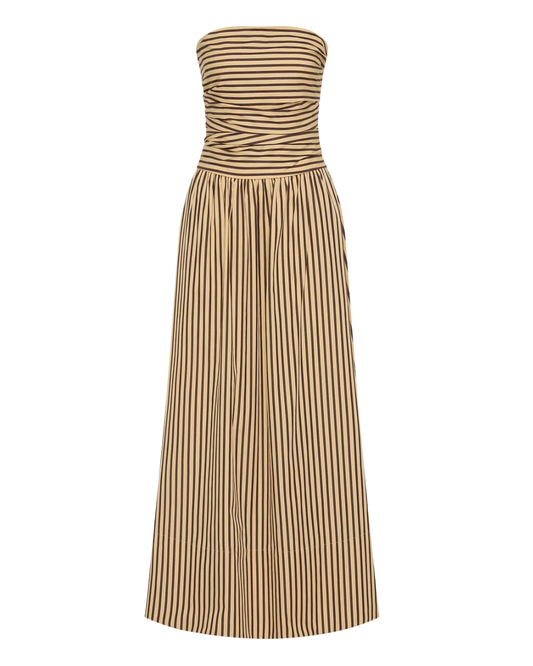 Vera Maxi Dress in Carmen Stripe Sand Cedar by Faithfull the Brand