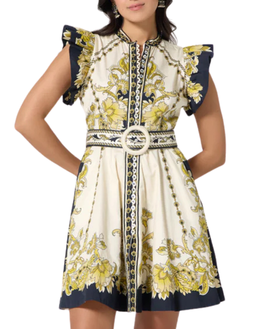 Baroness Floral Dress in Black & Gold by Scarlett Poppies