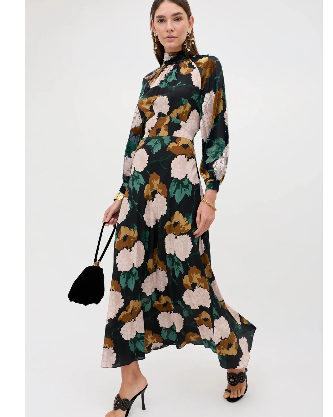 Paige Dress in Hydrangea Floral Charcoal by RIXO