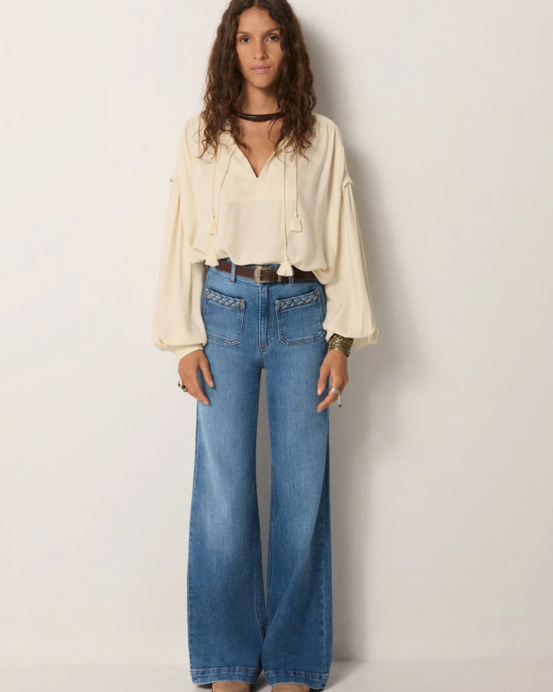 Vega Blouse in Soft Ecru by Maison Hotel