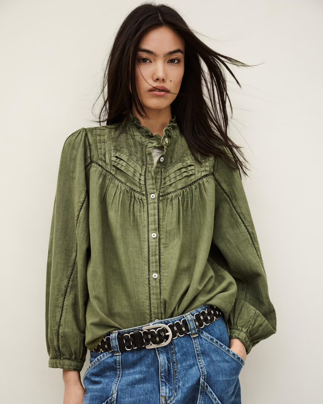Gilda Blouse in Khaki by BA&SH