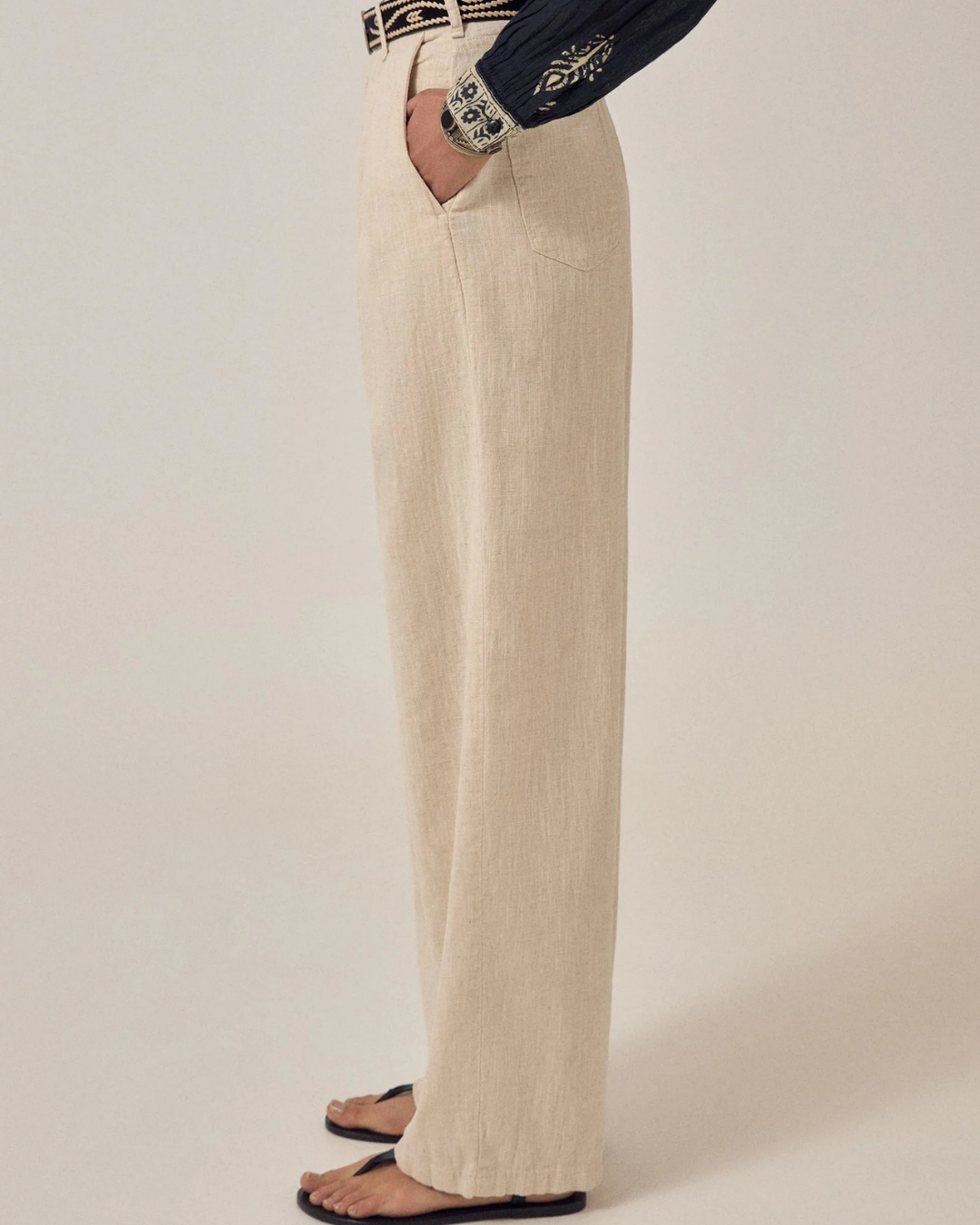Marina Pant in Rustic Linen by Maison Hotel