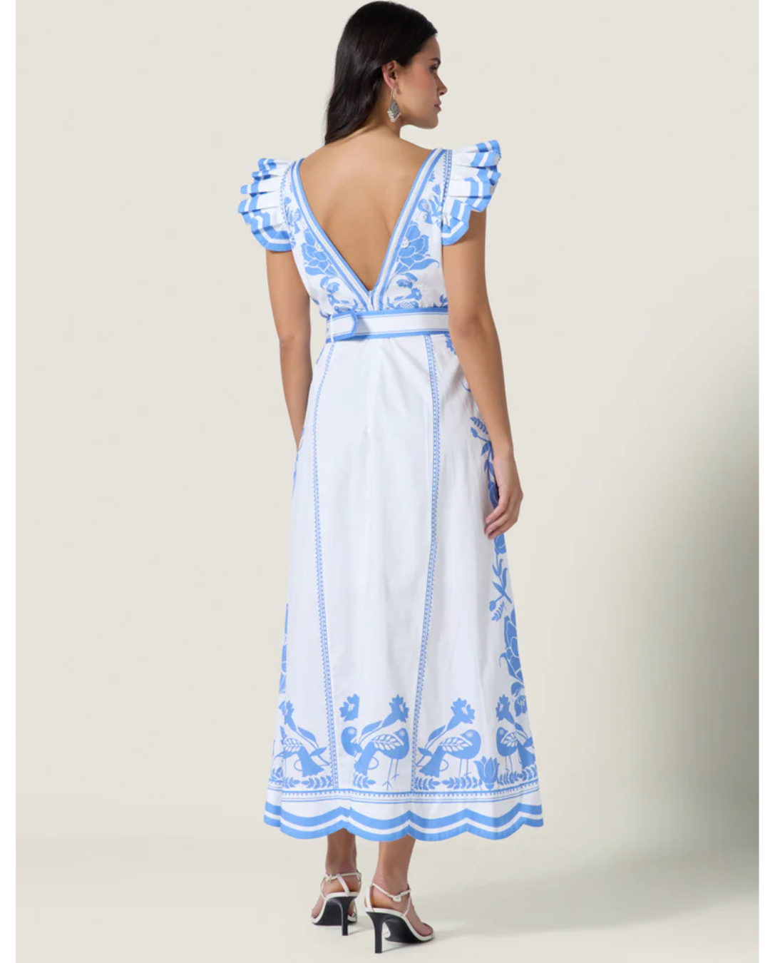Valmira Dress in White & Blue by Scarlett Poppies