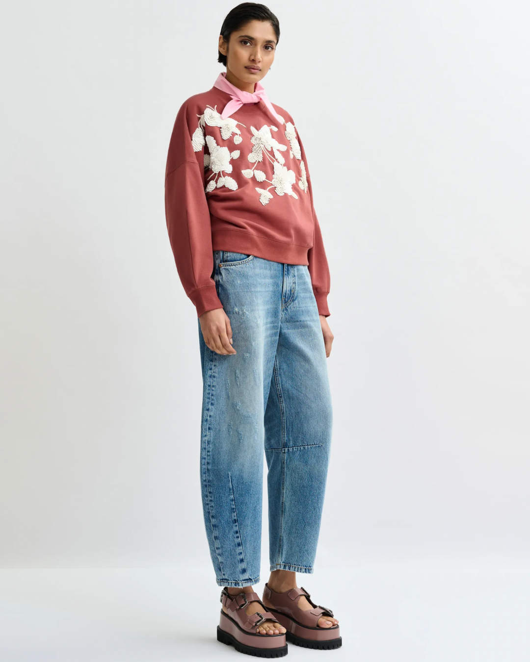 Jaga Embroidered Sweatshirt in Etruscan Red by Essentiel Antwerp