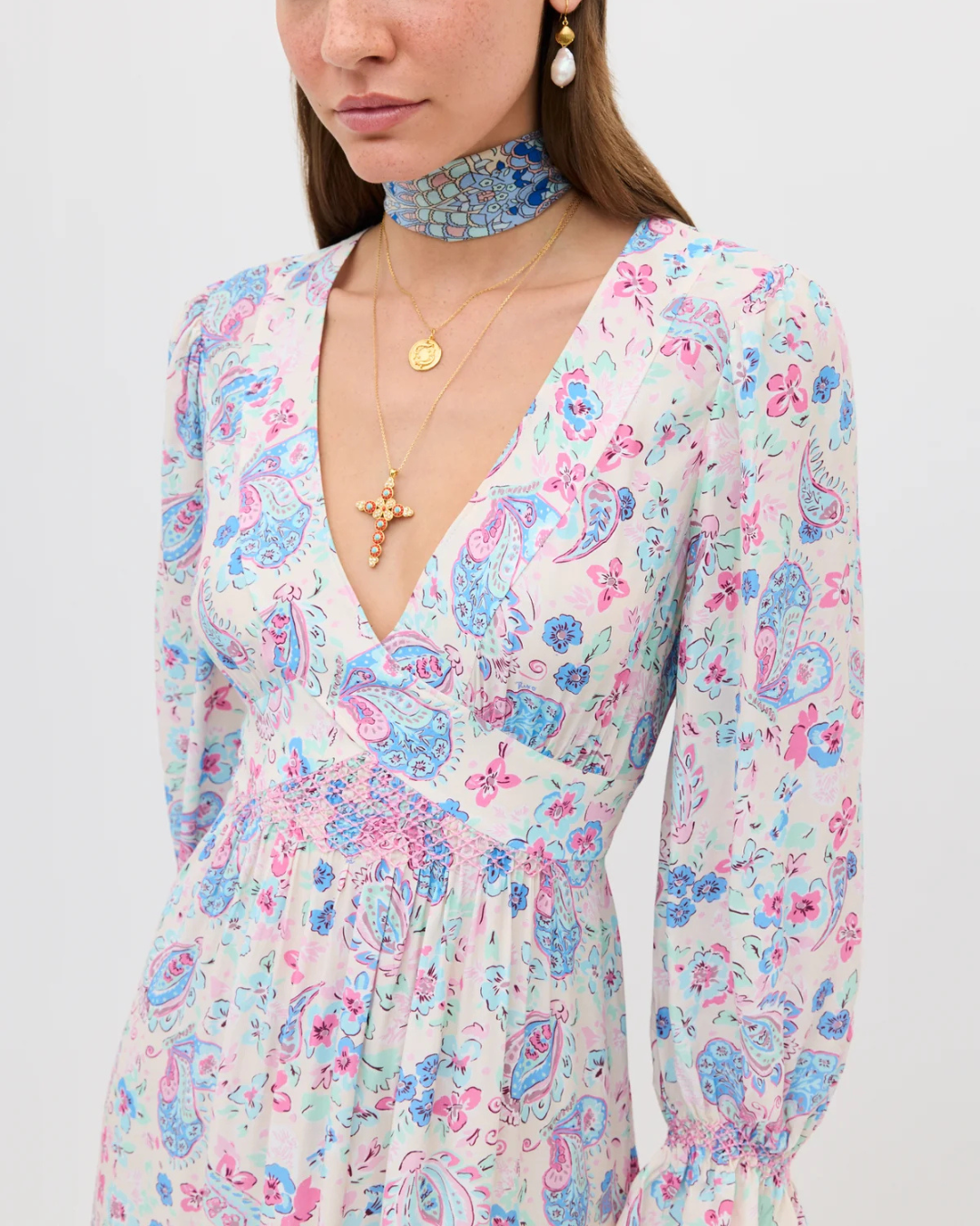Mireta Dress in Cara Floral Cream by RIXO