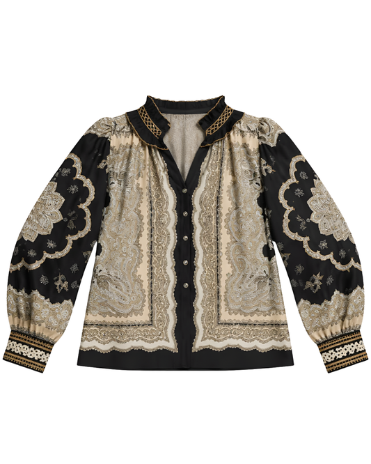 Isolde Top in Onyx Black with Vanilla by Scarlett Poppies