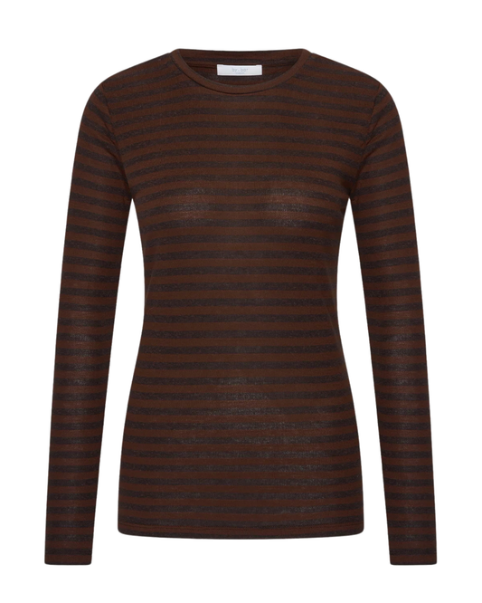 Basic Is Melange Stripe Top in Coffee Bean by by-bar