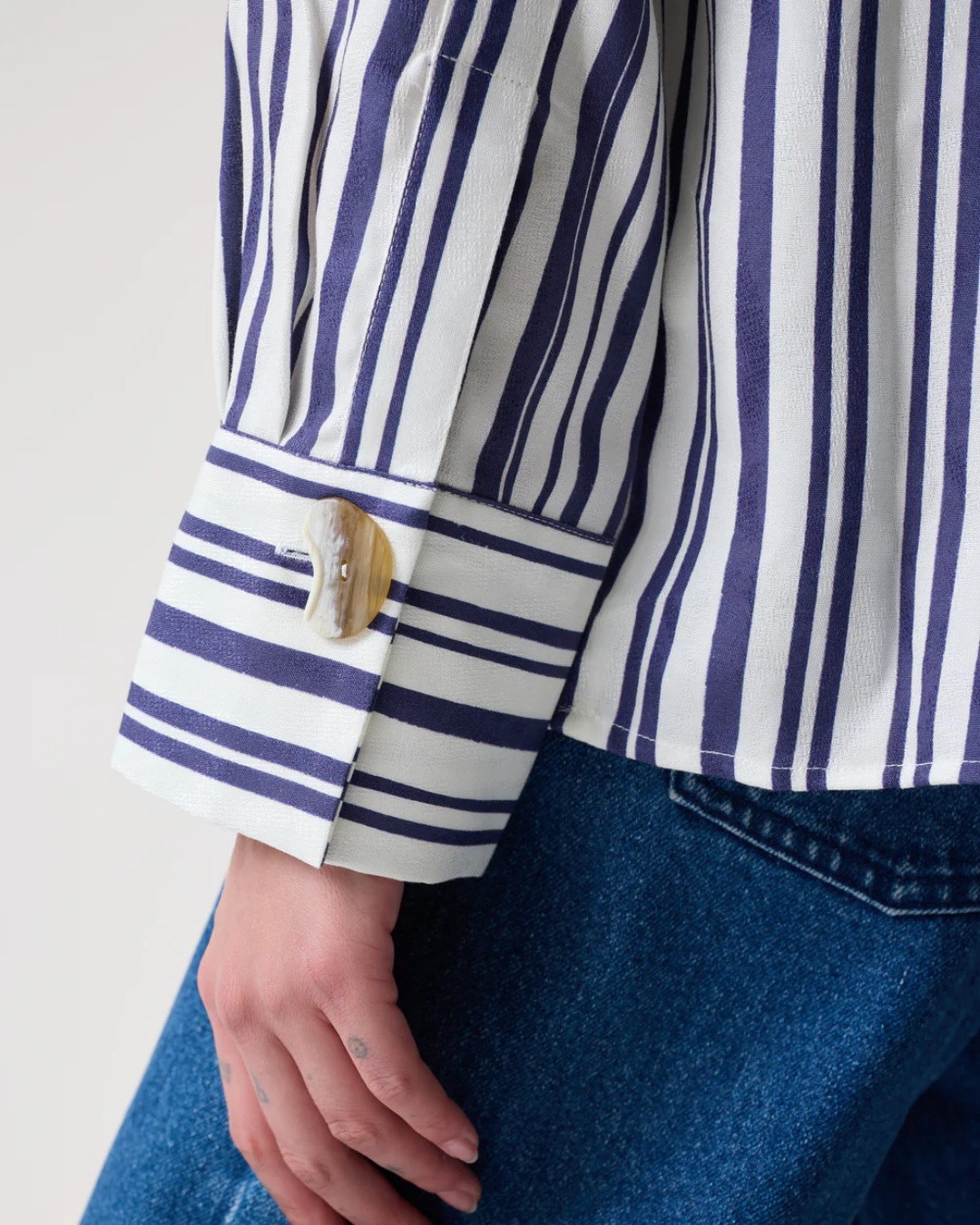 Viola Irregular Print Blouse in Navy by AKYN