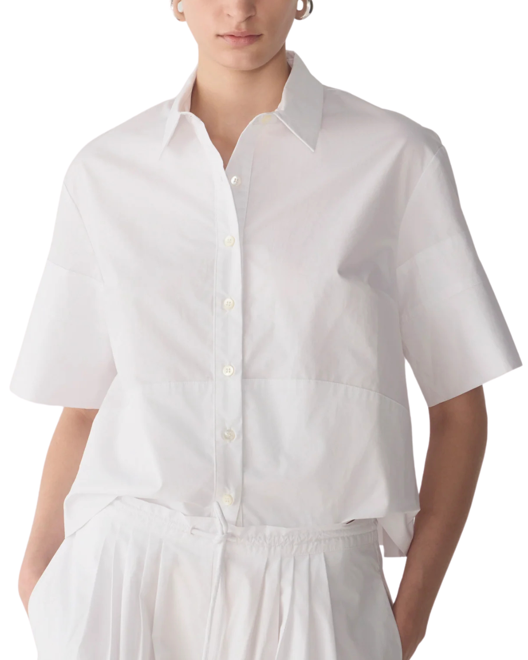 Zalia Shirt in White Poplin by Foemina