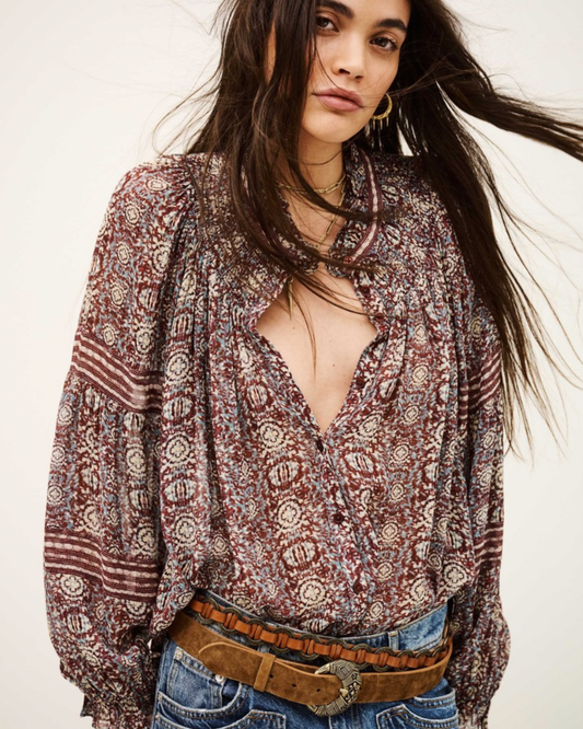 Denna Blouse in Burgundy by BA&SH