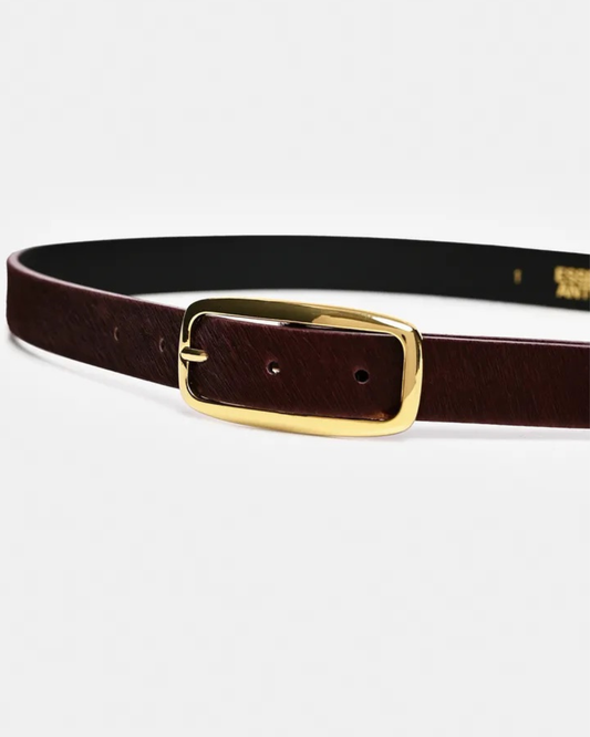 Klub Leather Thin Belt in Wine Not by Essentiel Antwerp