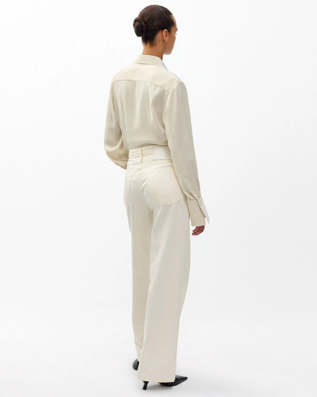 Logan Featherweight Wide Leg Jeans in Ecru by Rag & Bone