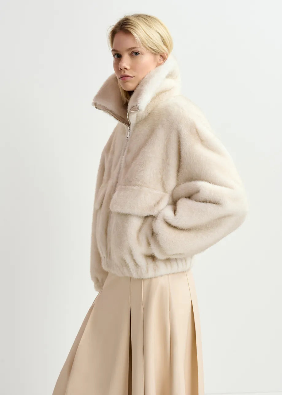 Gen Z Faux Fur Bomber Jacket by Essentiel Antwerp