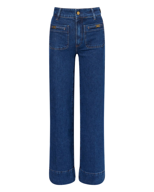 Sasha High Rise Patch Pocket Wide Leg Jeans in Enfield by PAIGE