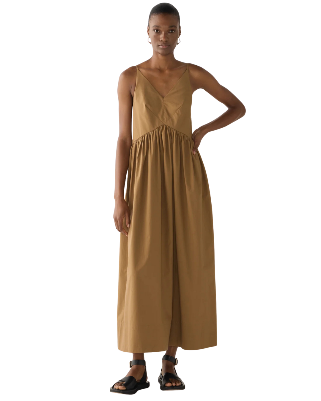 Amanda Dress in Cocoa Cotton Tencel by Foemina