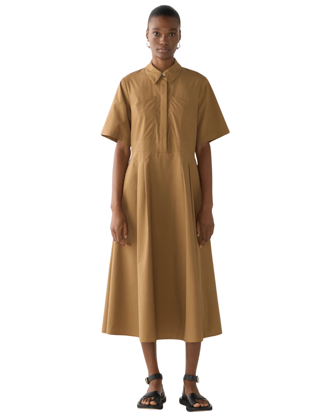 Calliope Dress in Cocoa Cotton Tencel by Foemina