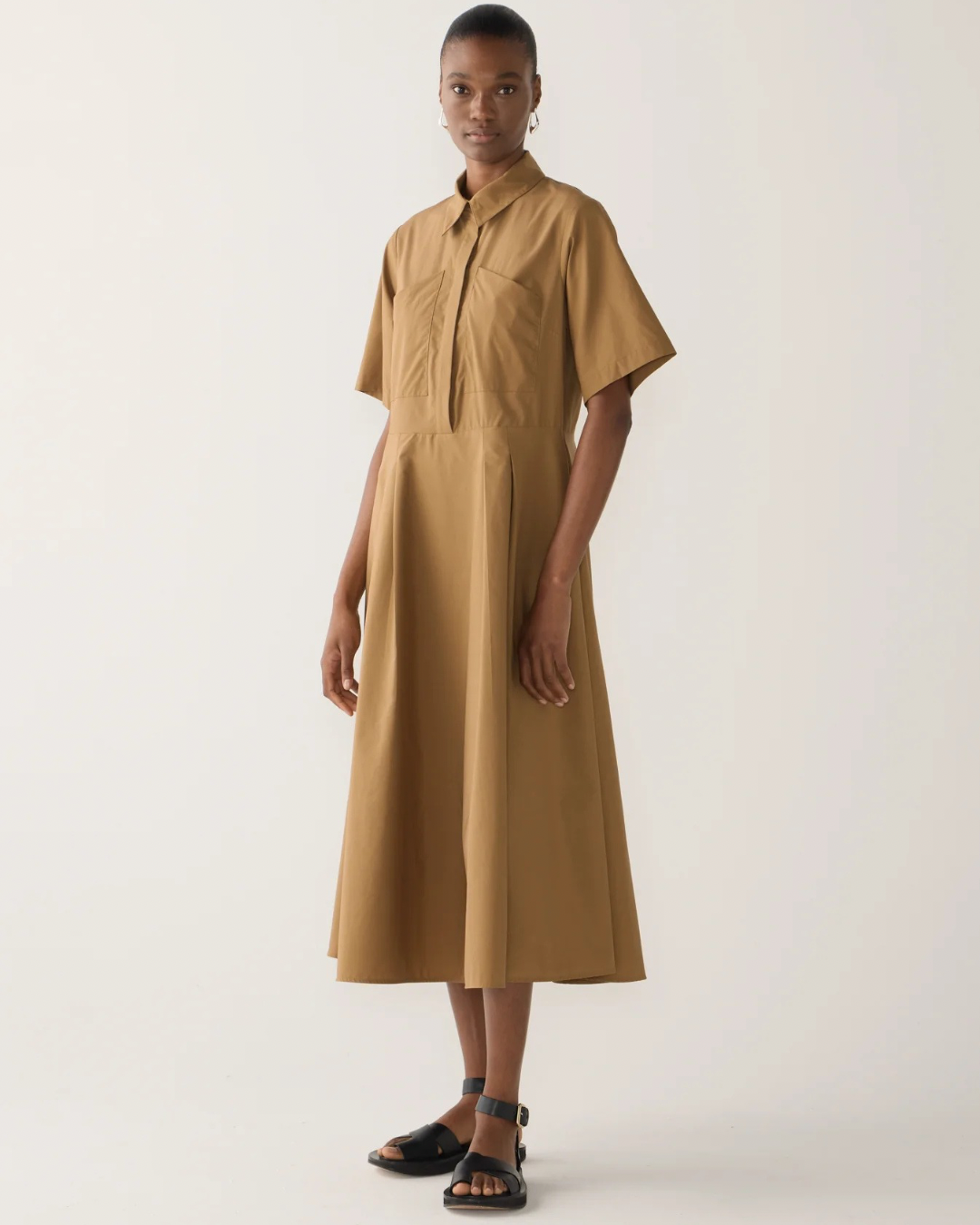 Calliope Dress in Cocoa Cotton Tencel by Foemina