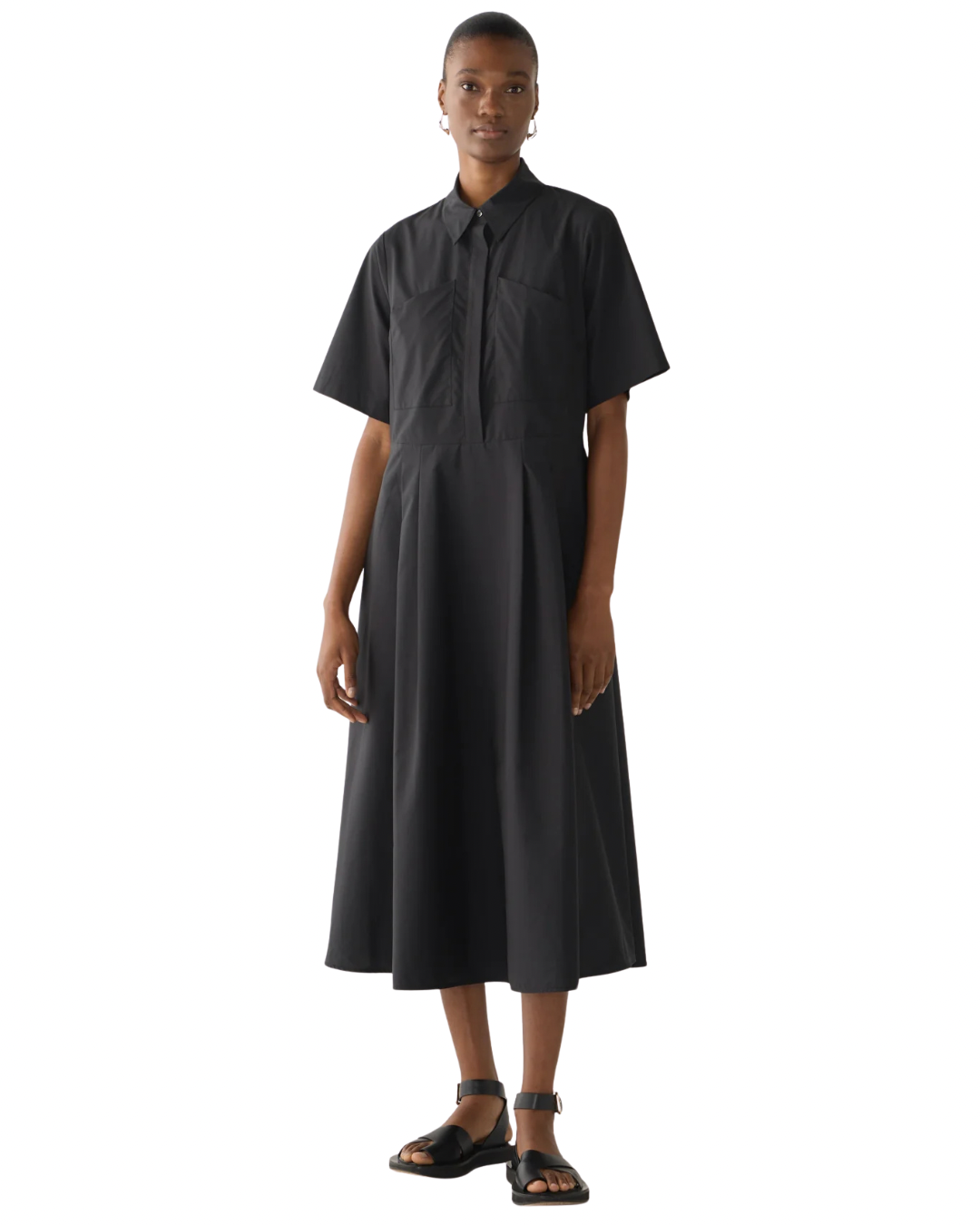 Calliope Dress in Black Cotton Tencel by Foemina