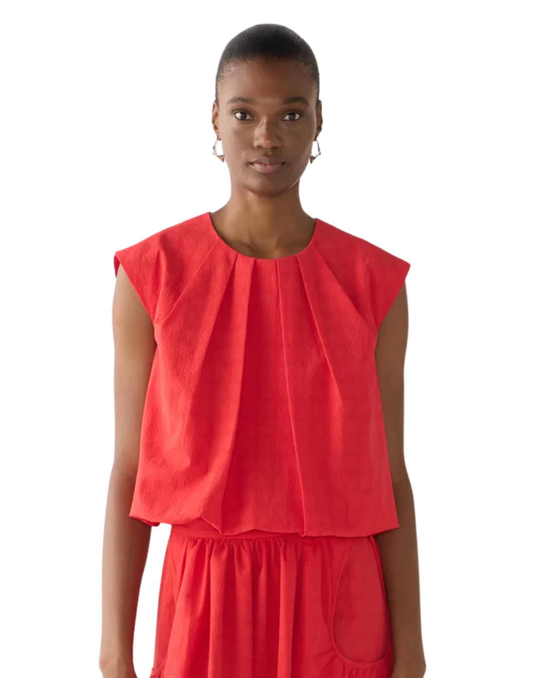 Jewel Top in Red Seersucker by Foemina