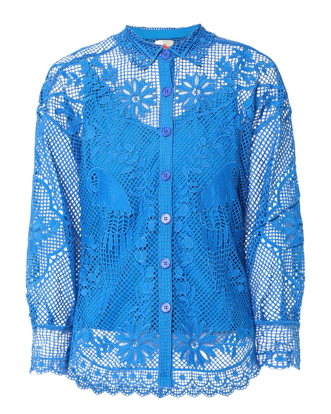 Blue Landscape Guipure Collared Shirt by FARM Rio