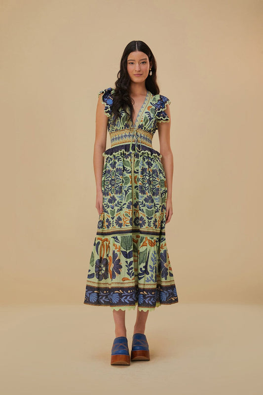 Green Ocean Tapestry Maxi Dress by Farm Rio