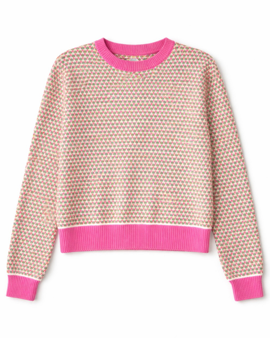 Geo Stripe Crew in Rosae Bergamot Starch by Jumper 1234