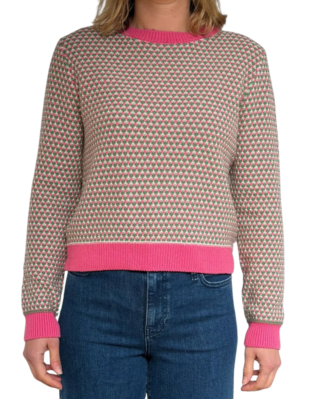 Geo Stripe Crew in Rosae Bergamot Starch by Jumper 1234