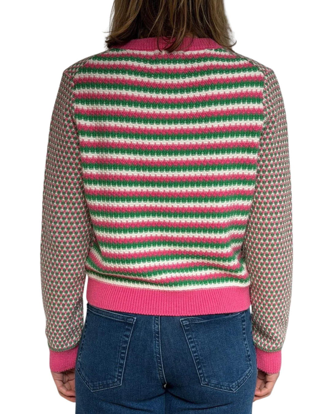 Geo Stripe Crew in Rosae Bergamot Starch by Jumper 1234