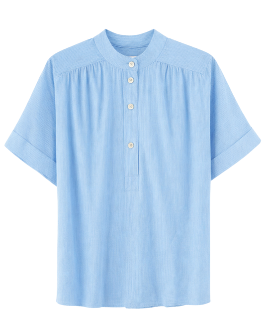 Pear Short Sleeve Blouse in Blue by Bellerose
